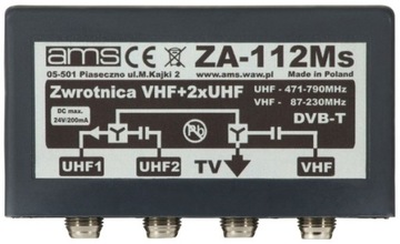 Zwrotnica antenowa ZA-112Ms FM/VHF 2xUHF DAB MUX8