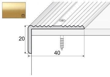 A33 Kątownik 20x40mm aluminiowy 90cm ZŁOTO