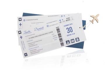 Samolot zaproszenie ślubne bilet lotniczy Etui Z31