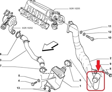 ТРУБКА ИНТЕРКУЛЕРА FIAT STILO 1.9 JTD 46808396