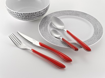 AMEFA 48 ECLAT CUTLERY РАЗНОЦВЕТНЫЙ КРАСНЫЙ ОБЕДЕННЫЙ НОЖ С ПОДАЧЕЙ НА 12 ПЕРСОН