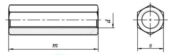 Гайка распорная шестигранная M10x50 AN 85