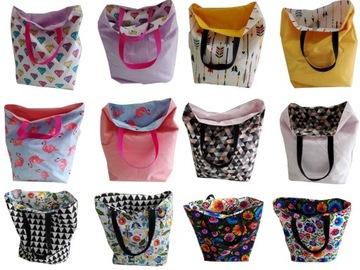 TORBA DWUSTRONNA duża BAWEŁNIANA dużo WZORÓW dwustronna