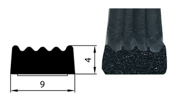 Уплотнитель оконный ЧЕРНЫЙ SD-58 9х4мм