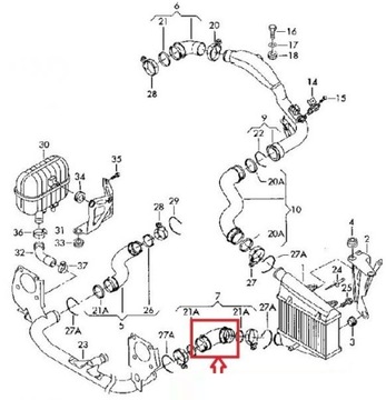 ТУРБО ИНТЕРКУЛЕР/ШЛАНГ AUDI A6 1.9 TDI 130KM
