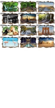 ФОТО ОБОИ 3D наклейка на стену с отверстием ВОЛНА ПЛЯЖ МОРСКОЙ ЗАКАТ