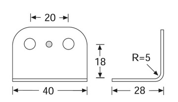 Угловой зажим, внутренний радиус 40х28 мм. 5 мм 4042 Ач