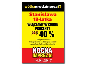 NAKLEJKI NA WÓDKĘ URODZINY 18 30 40 ETYKIETY 8szt