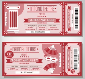 Билеты с перфорацией - ваш отпечаток - 1000 штук