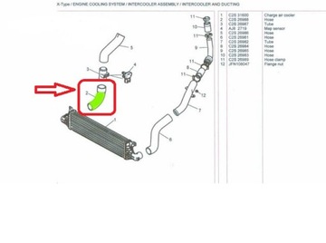 ШЛАНГ ТУРБОИНТЕРКУЛЕРА JAGUAR X TYPE 2.0 2.2 D