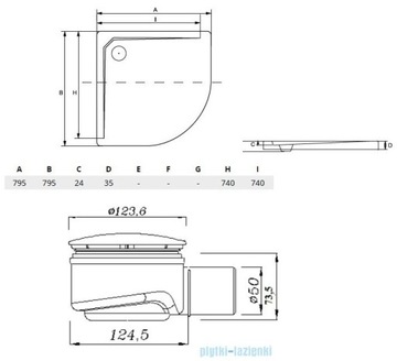 BESCO ASCO ULTRASLIM ПОЛУКРУГЛЫЙ ДУШЕВОЙ ПОДДОН 80x80 CM BMAS-80