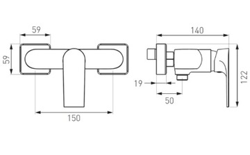 Bateria prysznicowa Ferro Algeo Square chrom BAQ7