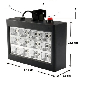 ЦВЕТНОЙ СТРОБЕСКОП ДИСКОТЕЧНЫЙ 3 ЦВЕТА ОТРАЖАТЕЛЬ 12 СВЕТОДИОДНЫХ RGB ЗВУКОВОЙ ДАТЧИК