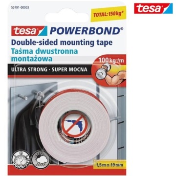 Двусторонняя лента TESA POWERBOND ULTRA STRONG 1,5 м x 19 мм суперпрочная