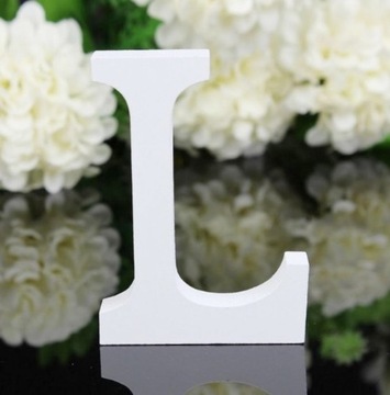 Буква Деревянная Буква L Белая, объемная надпись, 16см