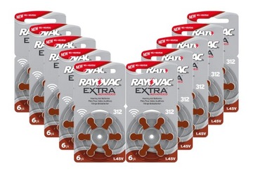 60x BATERIA słuchowa RAYOVAC 312 PR41 1.45V