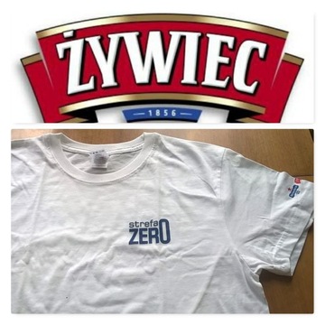 ŻYWIEC BEER biały t-shirt roz.L STREFA ZERO