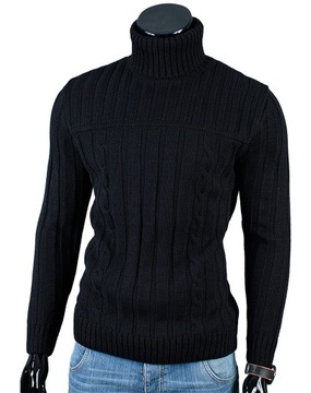 Gruby GOLF Sweter MA22 Czarny___XL____POLSKA