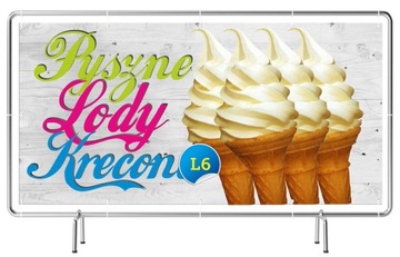 Solidny baner reklamowy 3mx1m - Lody Kręcone