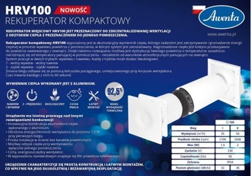 REKUPERATOR KOMPAKTOWY HRV100P + sterowany pilotem