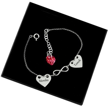 BRANSOLETKA SERCE INFINITY KR. SWAROVSKI DLA MAMY BABCI DZIEŃ MATKI GRAWER