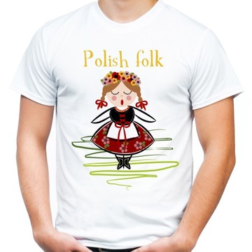 Koszulka tshirt folk folkowa pamiątka z Polski XXL