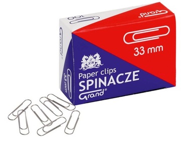 20szt Spinacze biurowe okrągłe 33mm opak 100szt