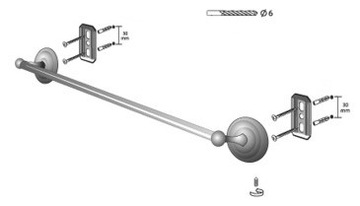 ВЕШАЛКА ДЛЯ ВАННЫ DECO BISK 610 мм 00409 ЛАТУНЬ