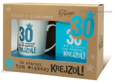 KUBEK + PODSTAWKA 30 lat IM STARSZY TYM WIĘKSZY ..