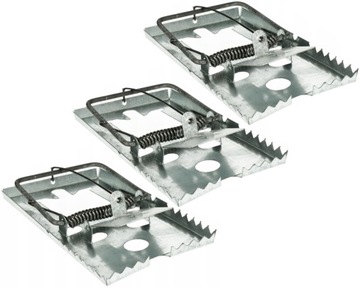 SILNA METALOWA KLASYCZNA PUŁAPKA ŁAPKA NA MYSZY SZCZURY SKUTECZNA (3 SZT)