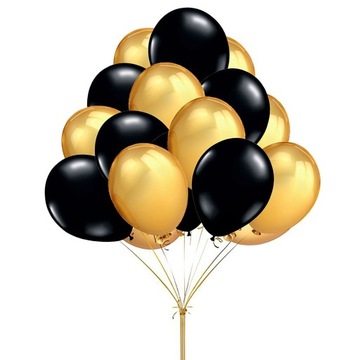 Balony Czarne i Złote 27,5 cm - 50szt