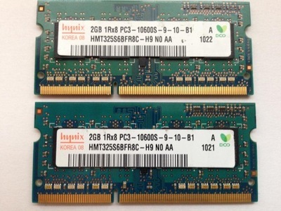 RAM 4GB 2x2GB DDR3 SO-DIMM PC3 10600S 1333MHz