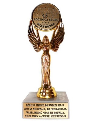Statuetka na 45 rocznicę ślubu prezent szafirowa rocznica rodziców dziadków