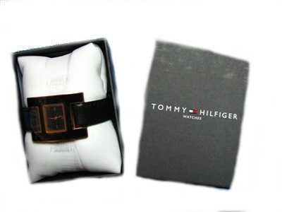 TOMMY HILFIGER Zegarek DAMSKI Czarno-Złoty SKÓRA