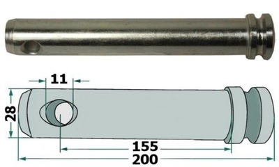 Sworzeń łącznika centralnego 28mm 159mm ocynk