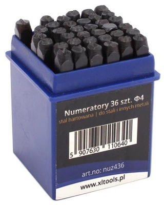 Numeratory zestaw alfanumeryczny 4 mm 36 elementów
