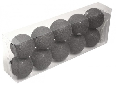 LED svietidlá GIRLANDA - cotton balls lampki kule led ażur 10 szt.grafit