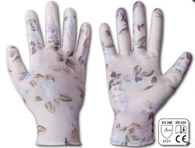 Rękawice rękawiczki ogrodnicze flowers nitryl roz8