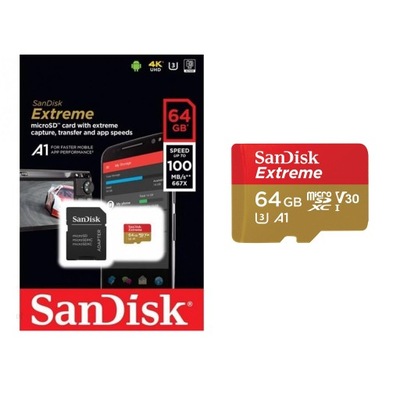 KARTA SANDISK EXTREME MICRO 64GB V30 U3 A1 100MB/s