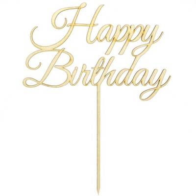 Topper ze sklejki Happy Birthday na TORT urodziny