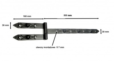 ZAWIAS PASOWY DO OKIENNIC KĄTOWY KUTY PROSTY 500mm