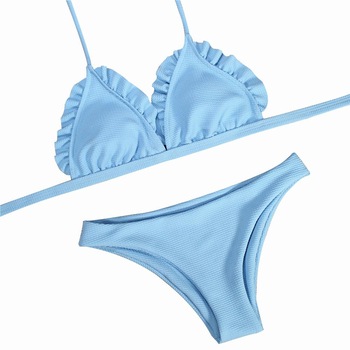 STRÓJ KĄPIELOWY BIKINI BLUE FALBANKA NIEBIESKI M