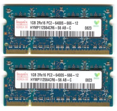 Dual HYNIX 2GB , 2x1GB 2Rx16 PC2-6400S-666-12