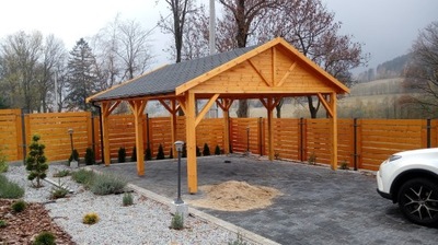 WIATA GARAŻOWA DREWNIANA ALTANA 5x5 WIATY Garaż ZADASZENIE