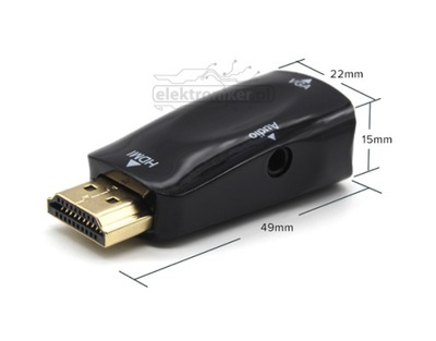 Adapter, przejściówka WTYK HDMI na GN VGA (D-SUB)