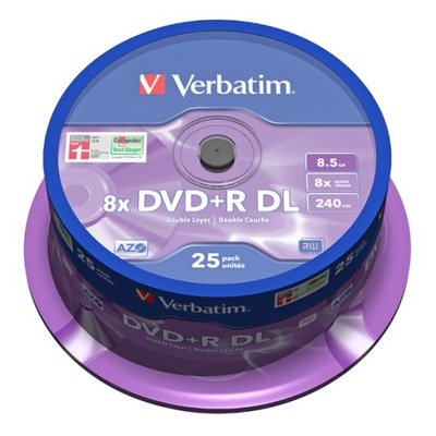 DVD+R DL VERBATIM 8,5GB DOUBLE LAYER c.25 Wa-Wa