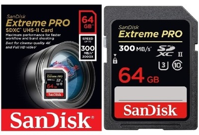 Karta SANDISK EXTREME PRO SDXC 64GB 300MB/s U-3 II
