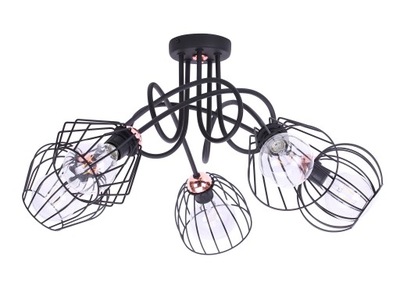 LAMPA SUFITOWA WISZĄCA ŻYRANDOL LOFT CZARNE KLOSZE Z DRUTU NOWOCZESNA