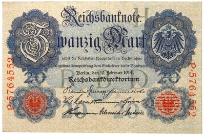 Niemcy - BANKNOT - 20 Marek 1914