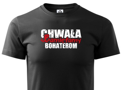 CHWAŁA BOHATEROM CZARNA KOSZULKA T-SHIRT NADRUK S